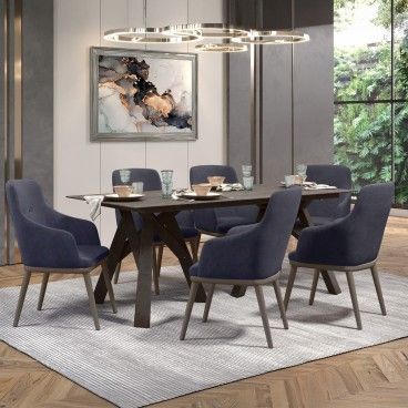 Mesa Marselha Cinza com 6 Cadeiras Modena
