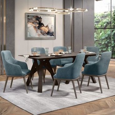 Mesa Marselha Wengue com 6 Cadeiras Modena