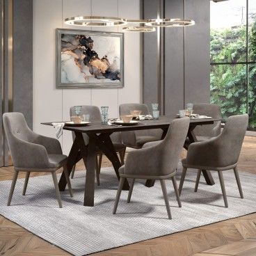Mesa Marselha Wengue com 6 Cadeiras Modena