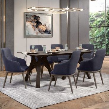 Mesa Marselha Wengue com 6 Cadeiras Modena