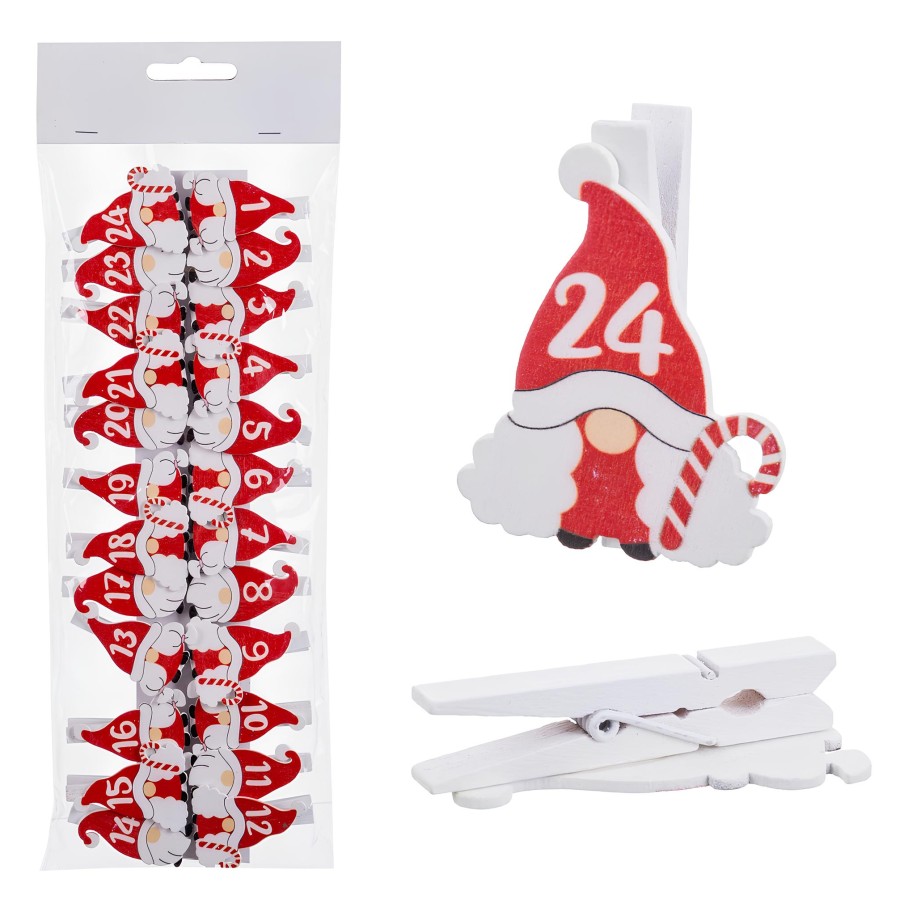 Conjunto 24 Molas Advento Gorro Natal 2.5x4.8x1cm