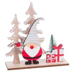 Pai Natal com Base em Madeira 14x4.5x14.5cm
