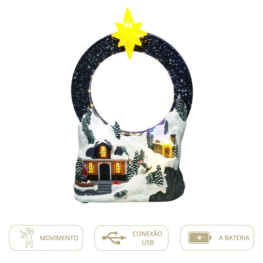 Aldeia de Natal Animada com Luzes 28cm