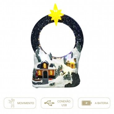Aldeia de Natal Animada com Luzes 28cm