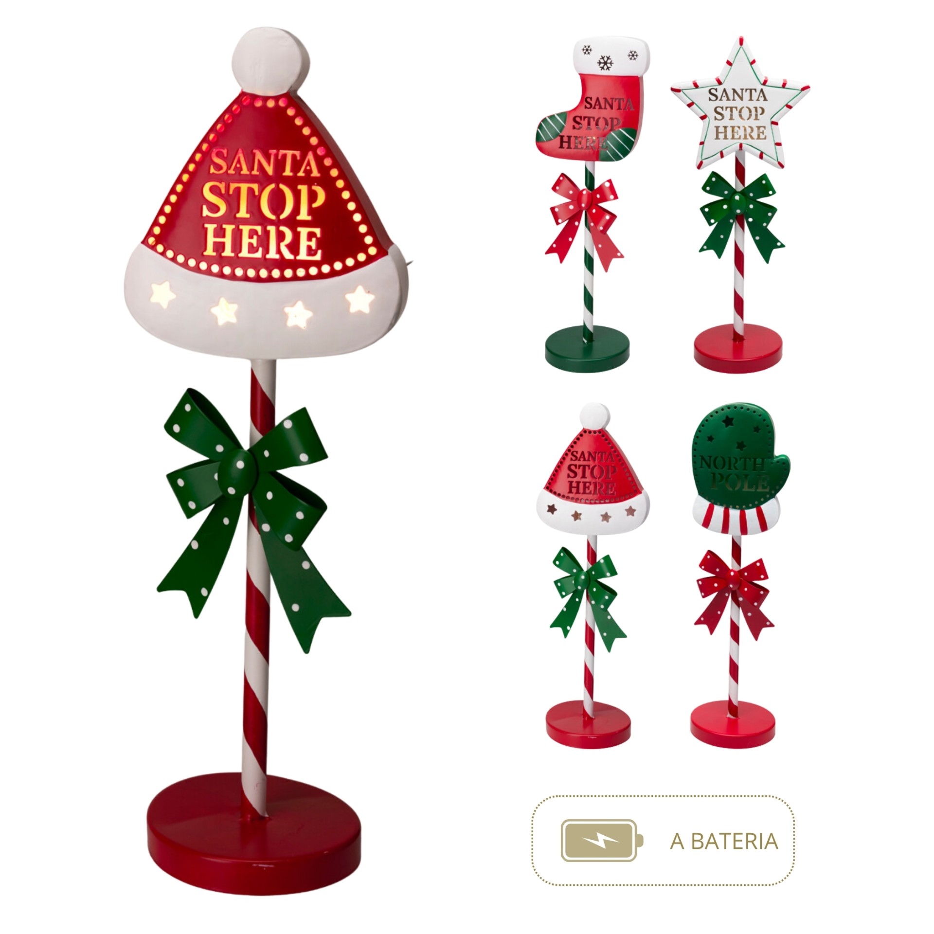 Poste de Natal com Luzes 15x53cm Sortido