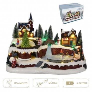 Aldeia Animada com Luzes p/ Decorao Natal 41x27cm