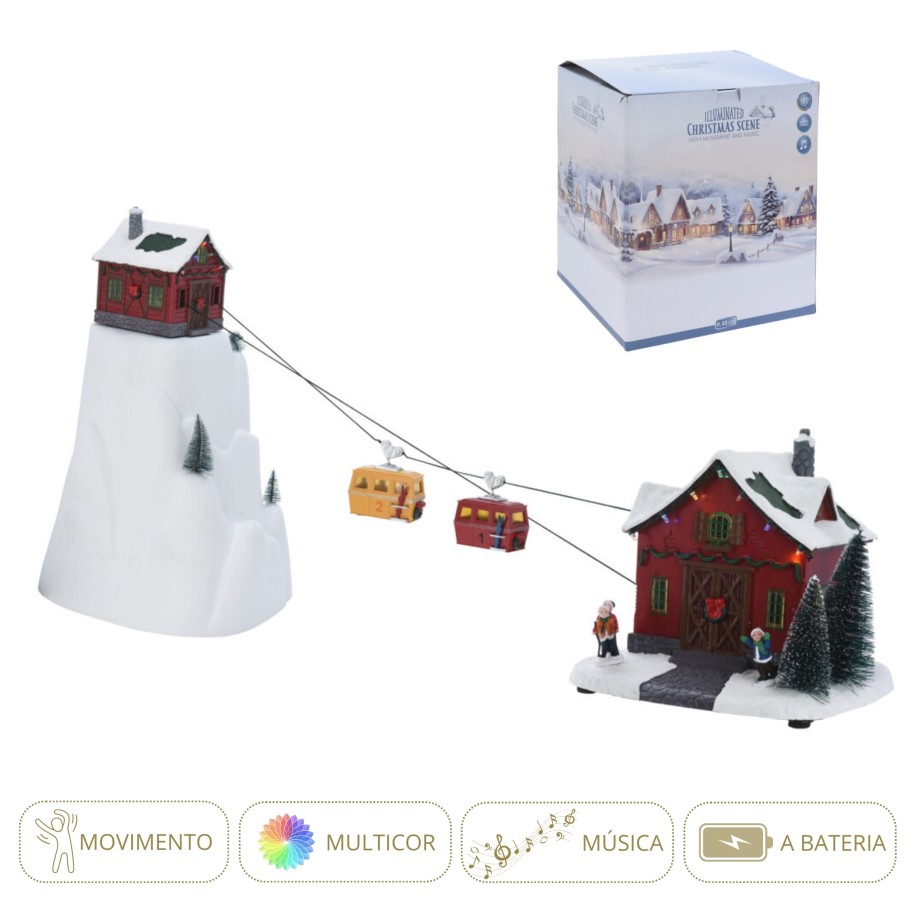 Telef�rico Animado com Luzes para Decora��o Natal