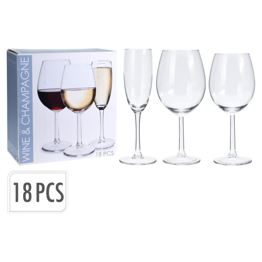 Conjunto Copos de Vinho e Champanhe 18 Peças
