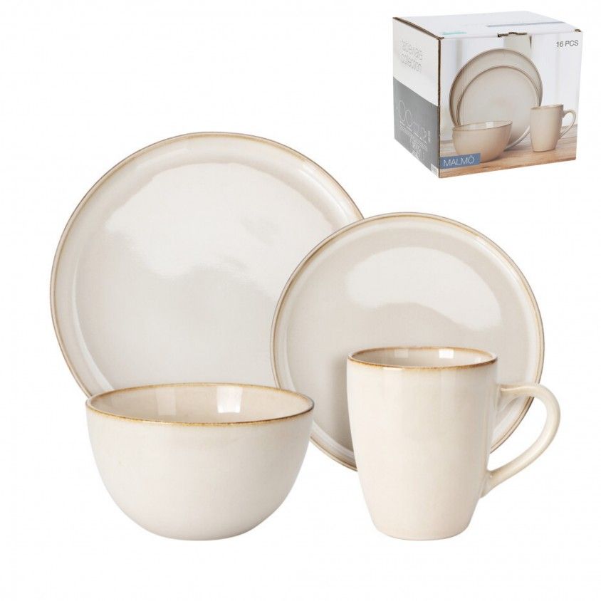 Conjunto de Jantar 16 Peças Grés Creme Conjunto de Jantar 16 Peças Grés Creme