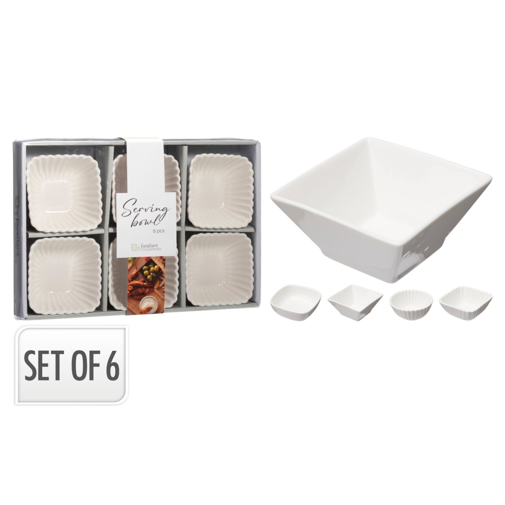 Conjunto 6 Tigelas Porcelana para Snacks Sortido