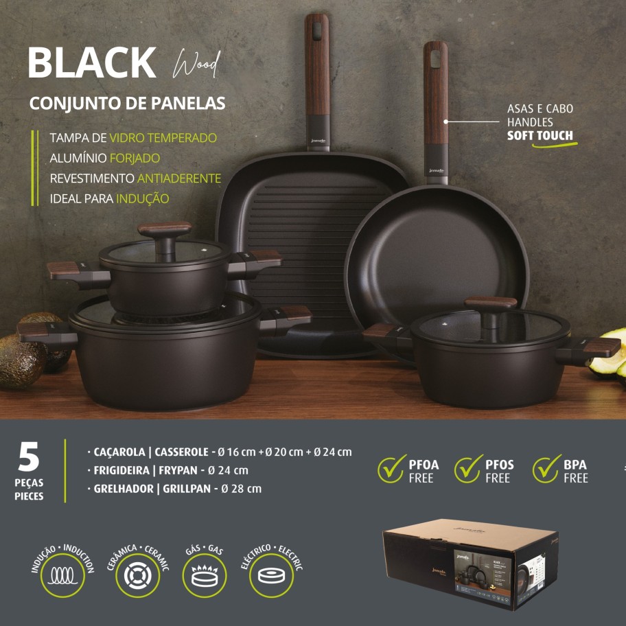 Conjunto Black Wood 5 Peças