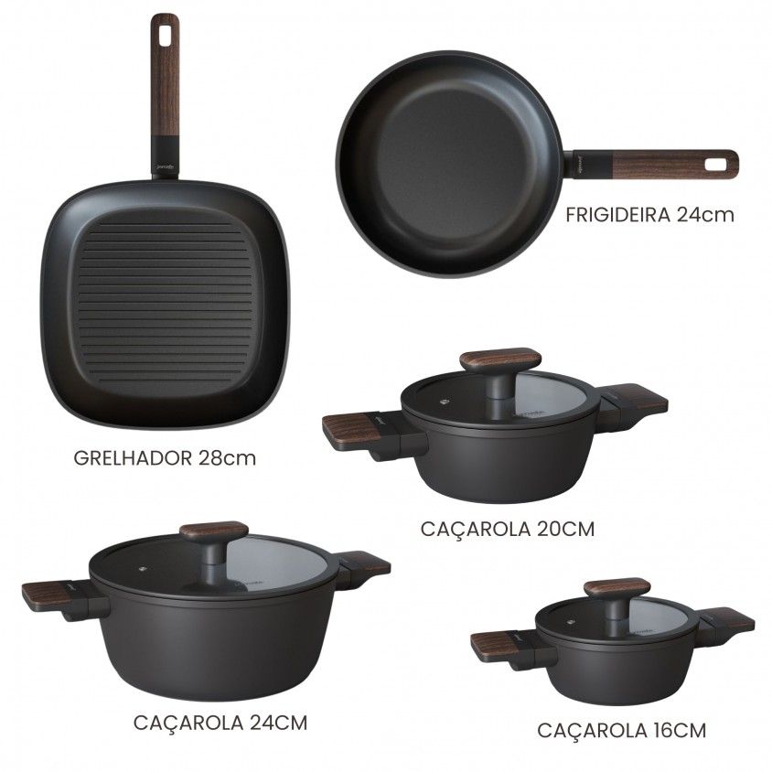 Conjunto Black Wood 5 Peças Conjunto Black Wood 5 Peças