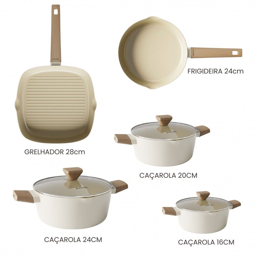 Conjunto Naturit Bege 5 Peças Conjunto Naturit Bege 5 Peças