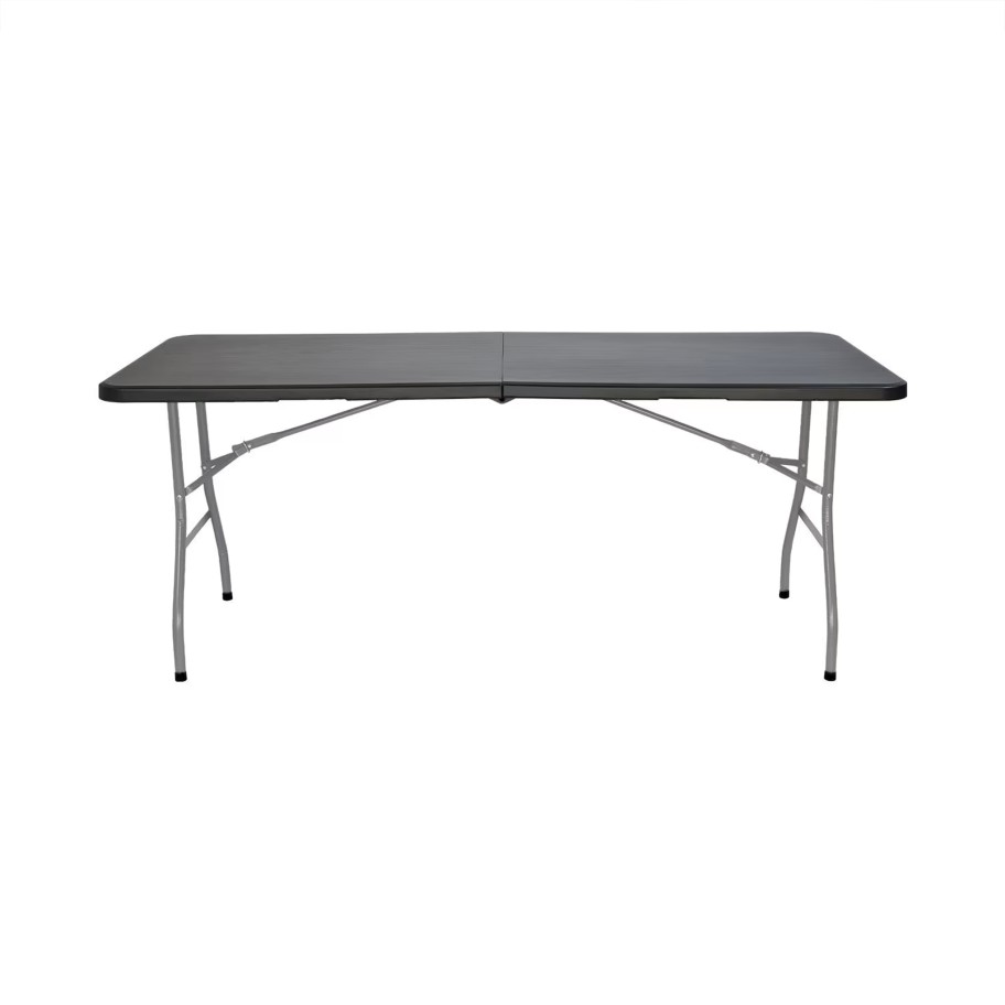Mesa Dobrável Tenerife Preta 180cm Retangular Portátil