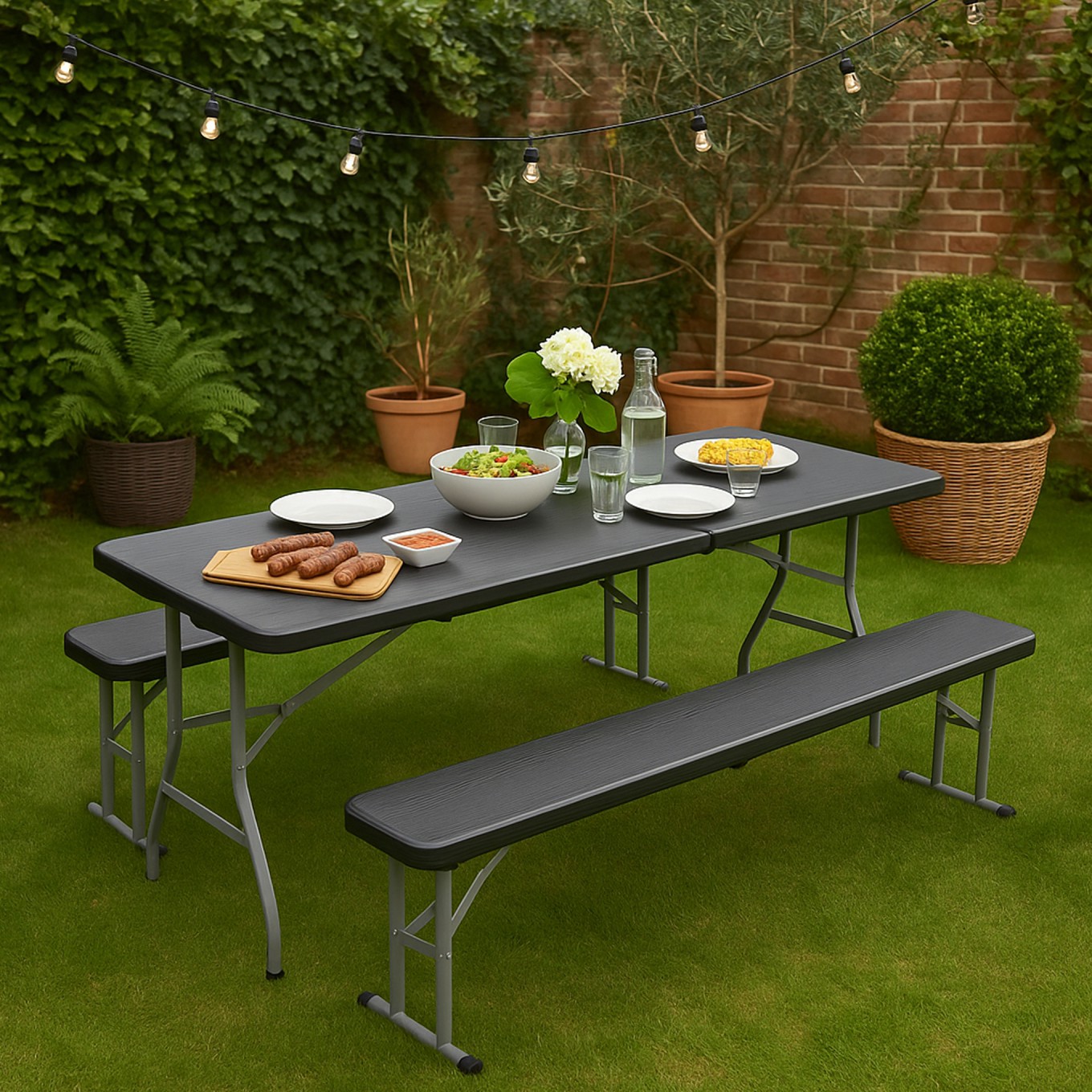 Mesa Dobr�vel Tenerife Preta 180cm Retangular Port�til