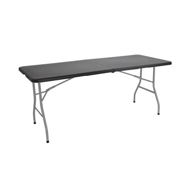 Mesa Dobrável Tenerife Preta 180cm Retangular Portátil