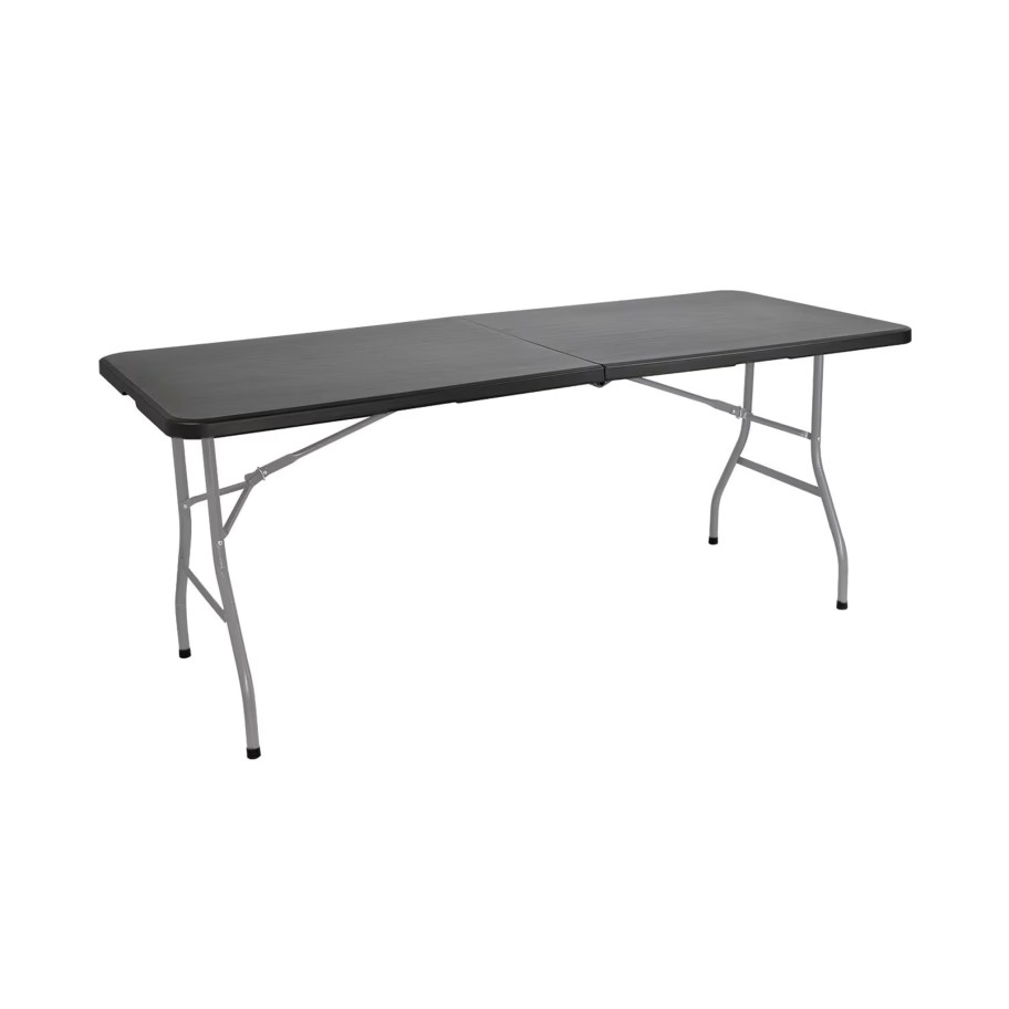 Mesa Dobrável Tenerife Preta 180cm Retangular Portátil
