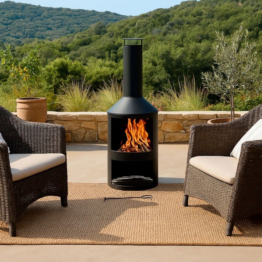 Lareira com Chaminé Metal 44.5x134cm Lareira com Chaminé Metal 44.5x134cm