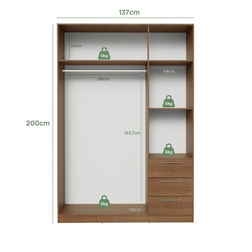 Roupeiro Teckno (6 Portas + 3 Gavetas)