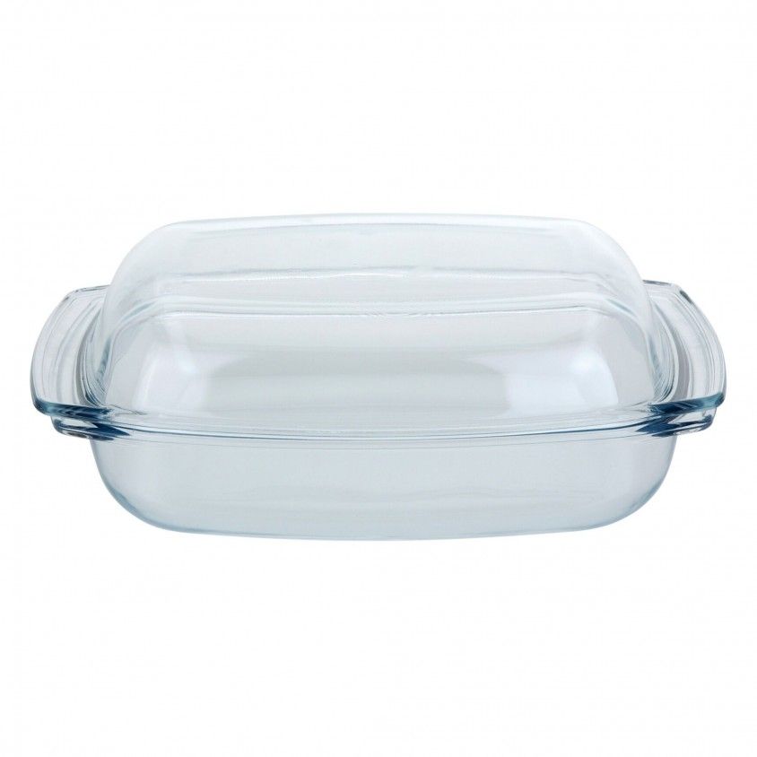 Assadeira Retangular em Vidro com Tampa 34cm Assadeira Retangular em Vidro com Tampa 34cm