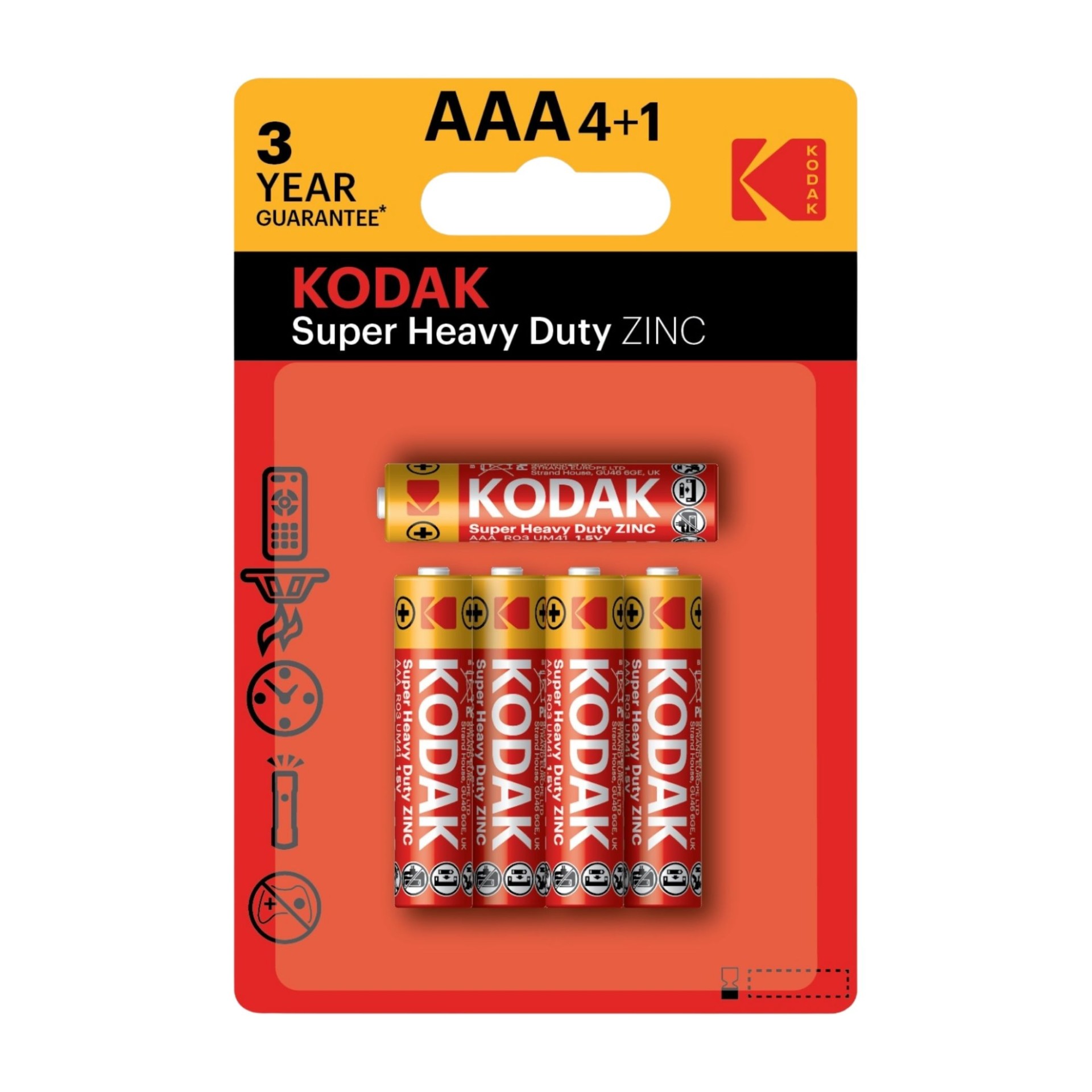 Pilha KODAK Zinc Ext Heavy Duty AAA Pack Promo 4+1