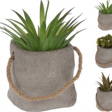 Planta Artificial c/ Vaso Cinza Sort. 4 Designs