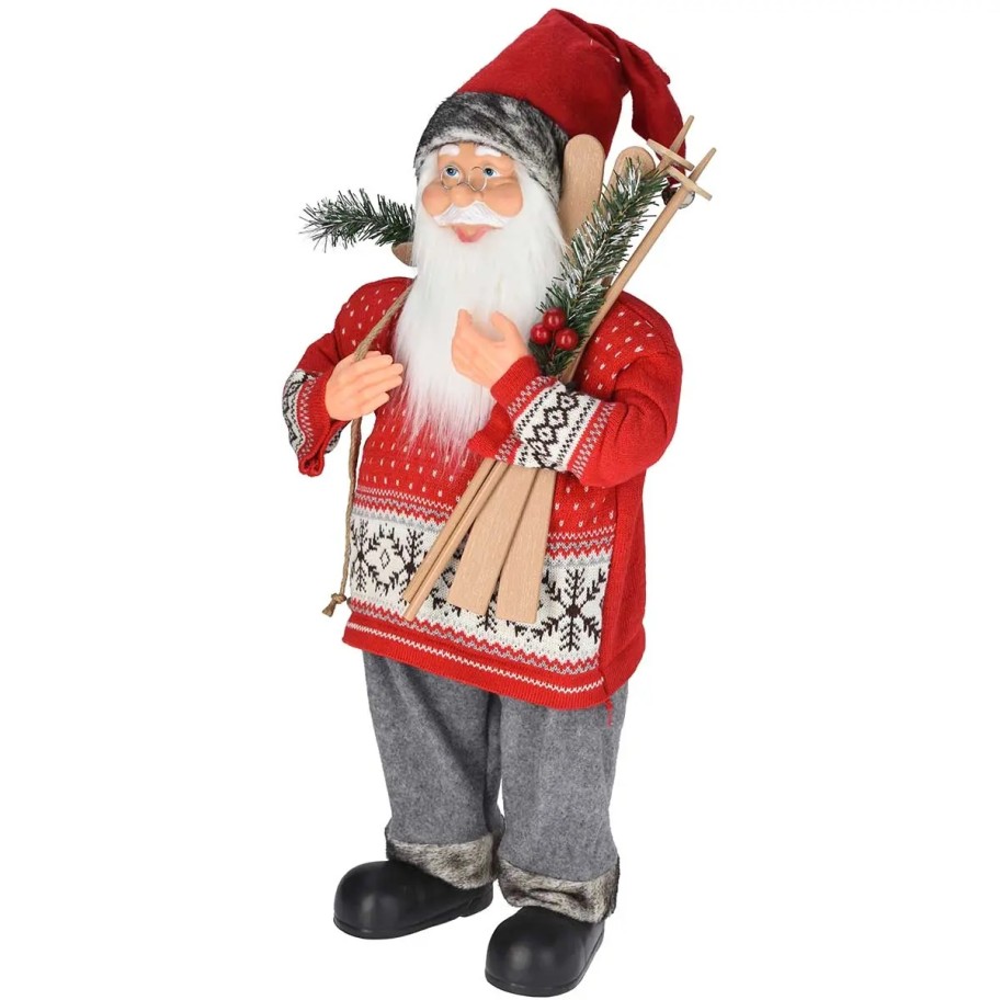 Pai Natal em P� com Esqui 80cm