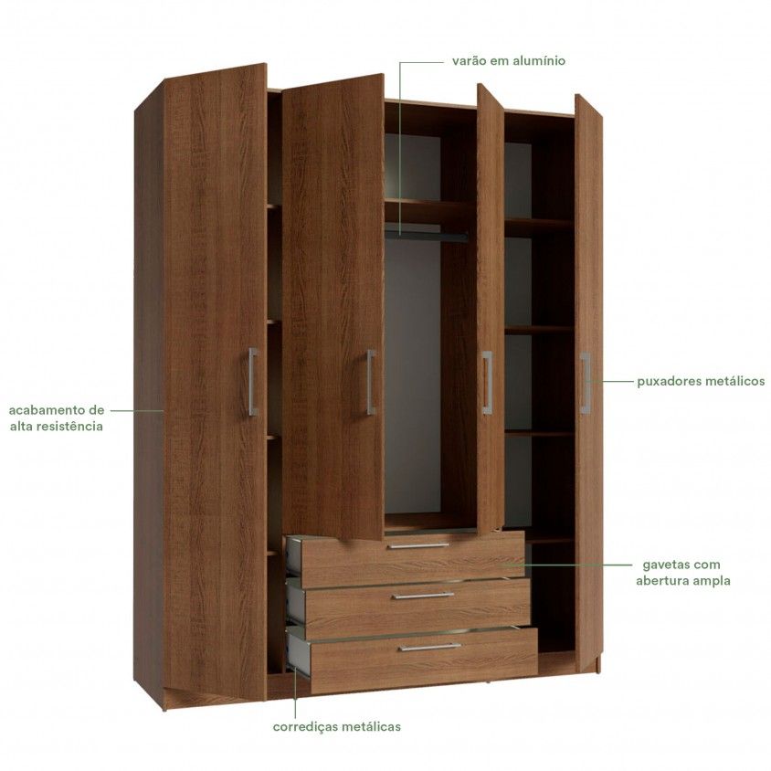 Roupeiro Teckno (4 Portas + 3 Gavetas) Roupeiro Teckno (4 Portas + 3 Gavetas)