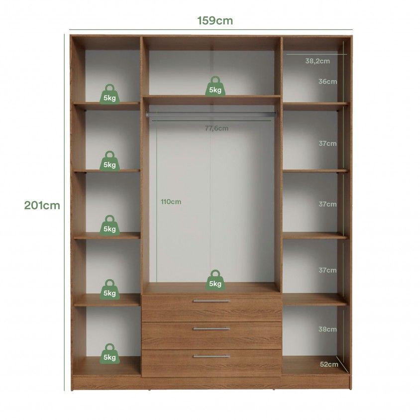 Roupeiro Teckno (4 Portas + 3 Gavetas) Roupeiro Teckno (4 Portas + 3 Gavetas)