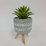 Planta Artificial Com Vaso Cimento Pernas Bambu Sortido 3 Modelos