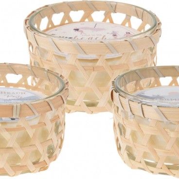 Vela Perfumada c/ Suporte Vaso Bambu Sortido 3 Fragancias