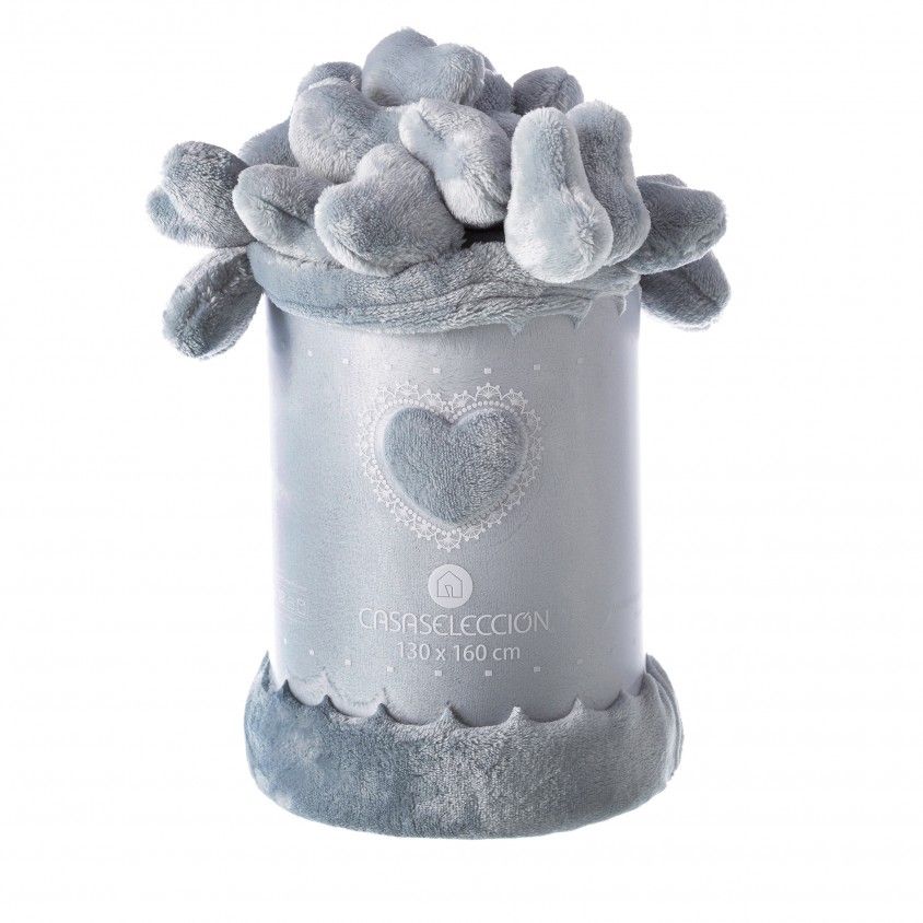Manta Sofá Heart Cinza 130X160cm Manta Sofá Heart Cinza 130X160cm