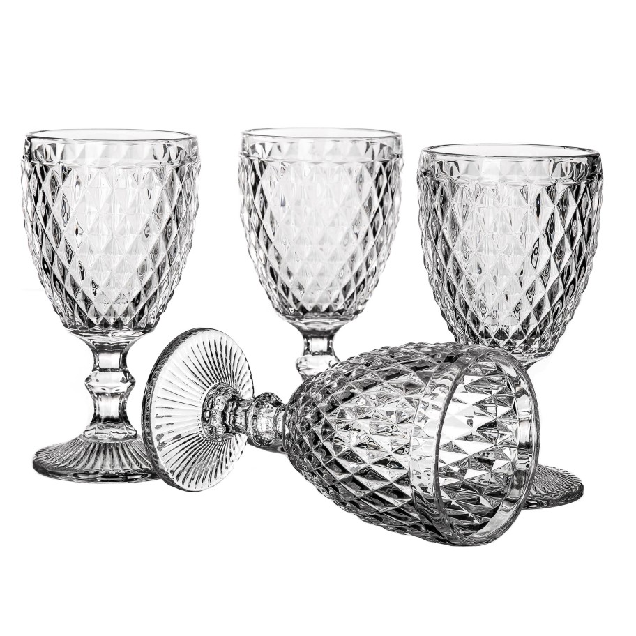 Set de 4 Copos de Vidro Água Diamond Cristal