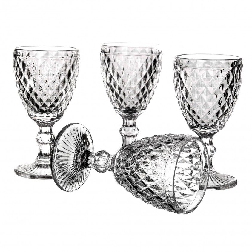 Set de 4 Copos de Vidro Vinho Diamond Cristal Set de 4 Copos de Vidro Vinho Diamond Cristal