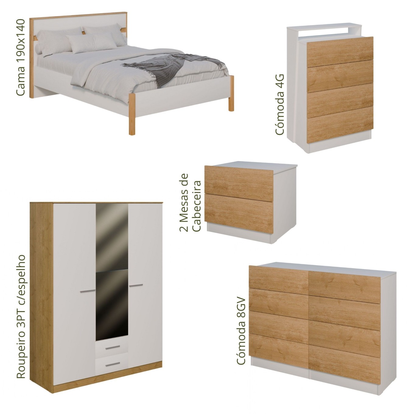 Quarto de Casal Selena Plus (6 Pe�as)