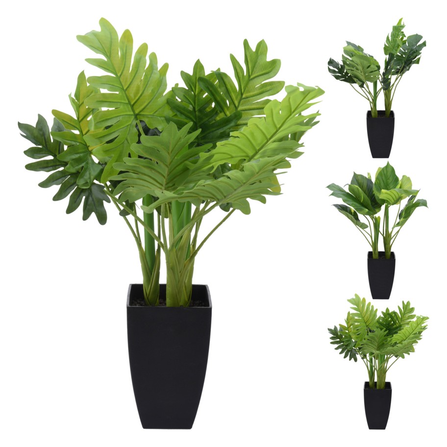 Planta Artificial Folhas 65cm Vaso Sortido 3