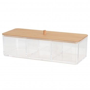 Organizador Make Up Tampa Bambu Retangular