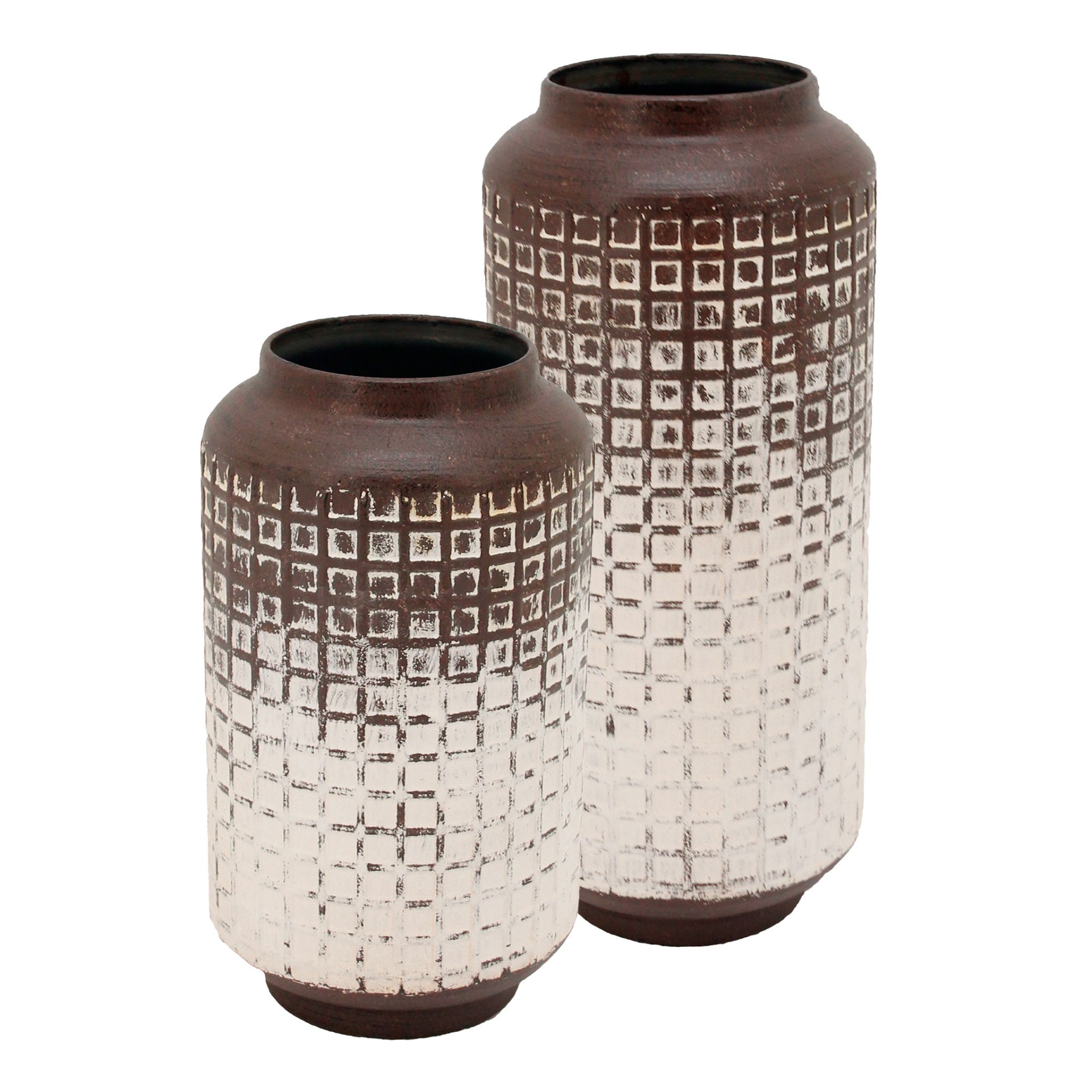 Conjunto 2 Jarra Decorativas R�sticas Quadrados