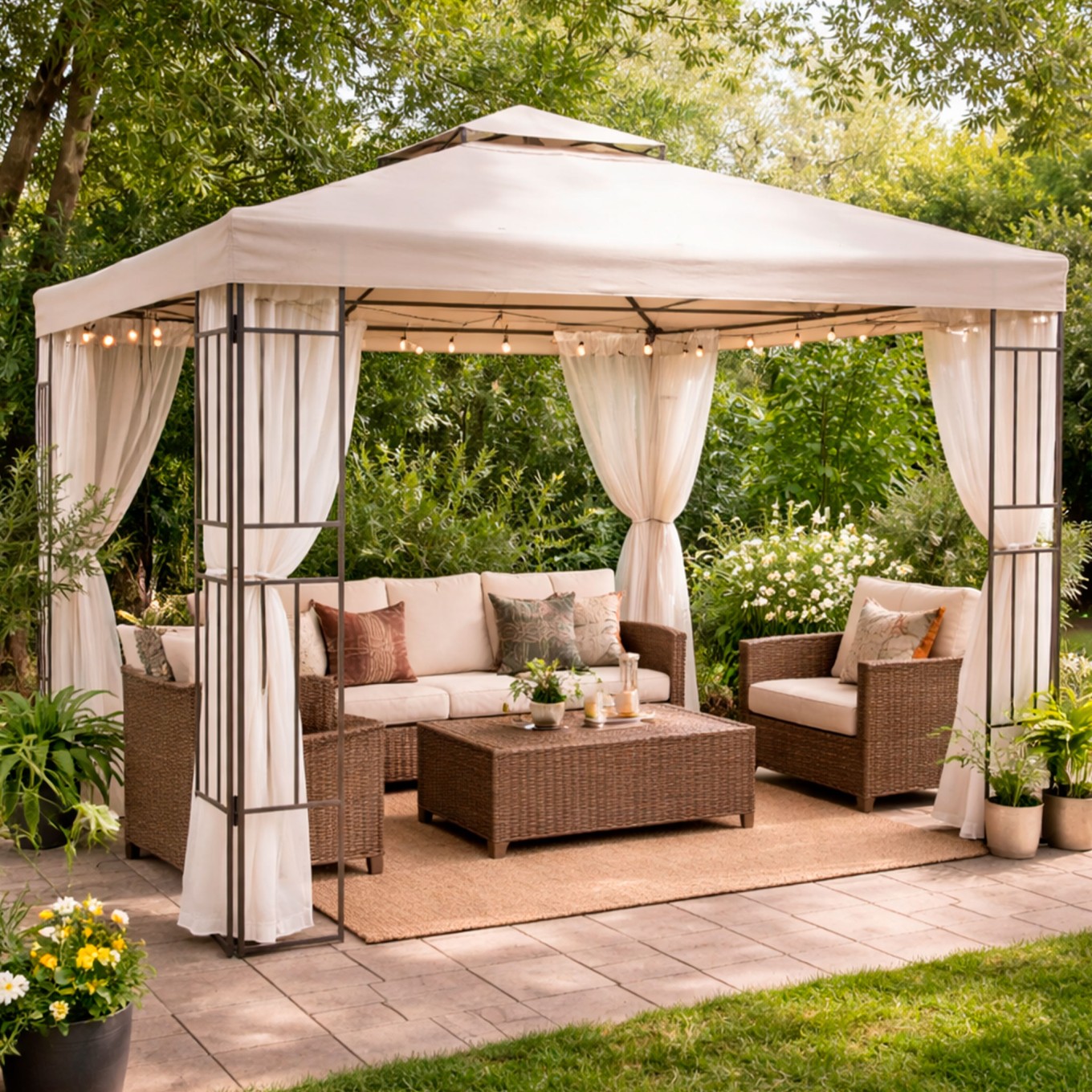 P�rgola de Jardim com Barras Decorativas 300x300x270cm