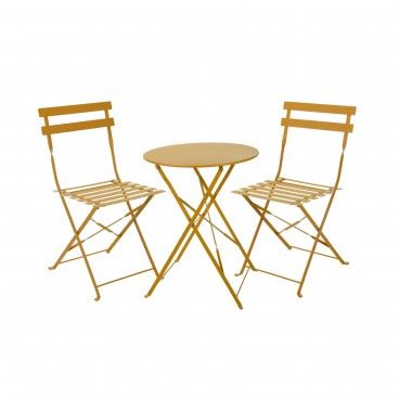 Set Mesa e 2 Cadeiras Jardim Mostarda