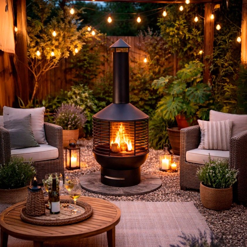 Lareira Chamin� Metal Preto 41X41X105cm