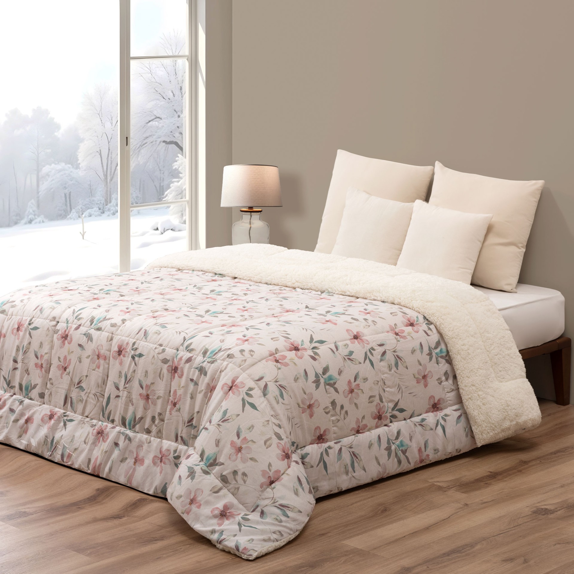 Edred�o Microfibra Borreguito Jade - Cama Casal
