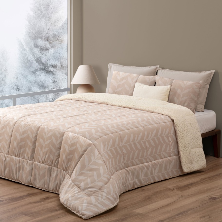 Edred�o Microfibra Borreguito Palma - Cama Casal