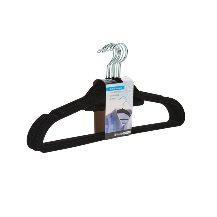 Conjunto 10 Cabides de Veludo Preto