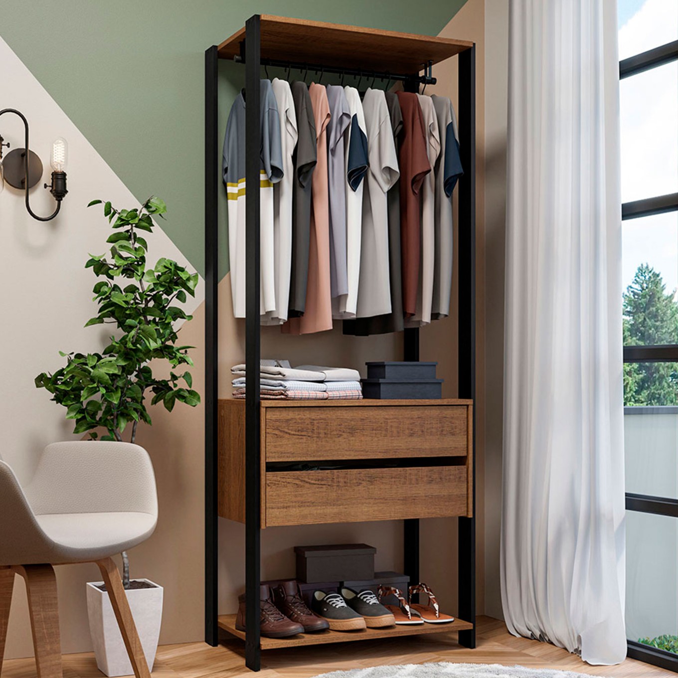 M�dulo Style para Closet 70cm (2 Gavetas + 1 Prateleira)