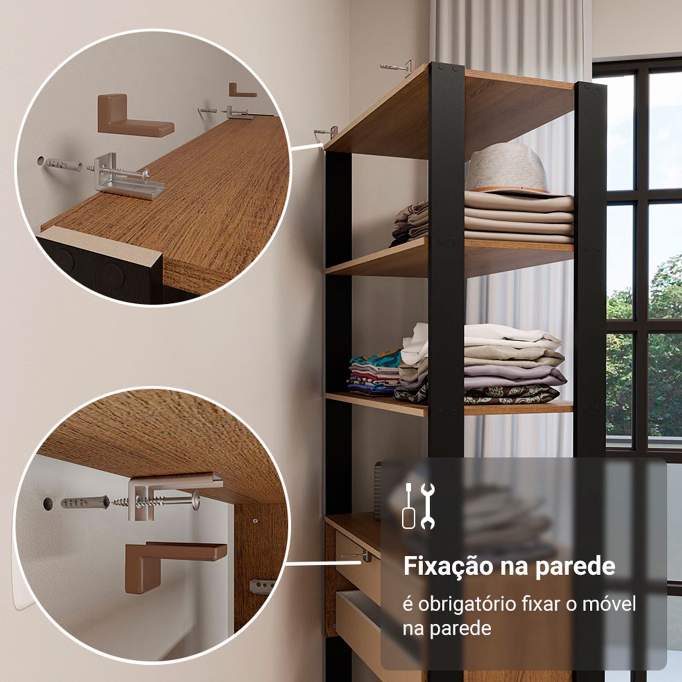 M�dulo Style para Closet 60 (5 Prateleiras)