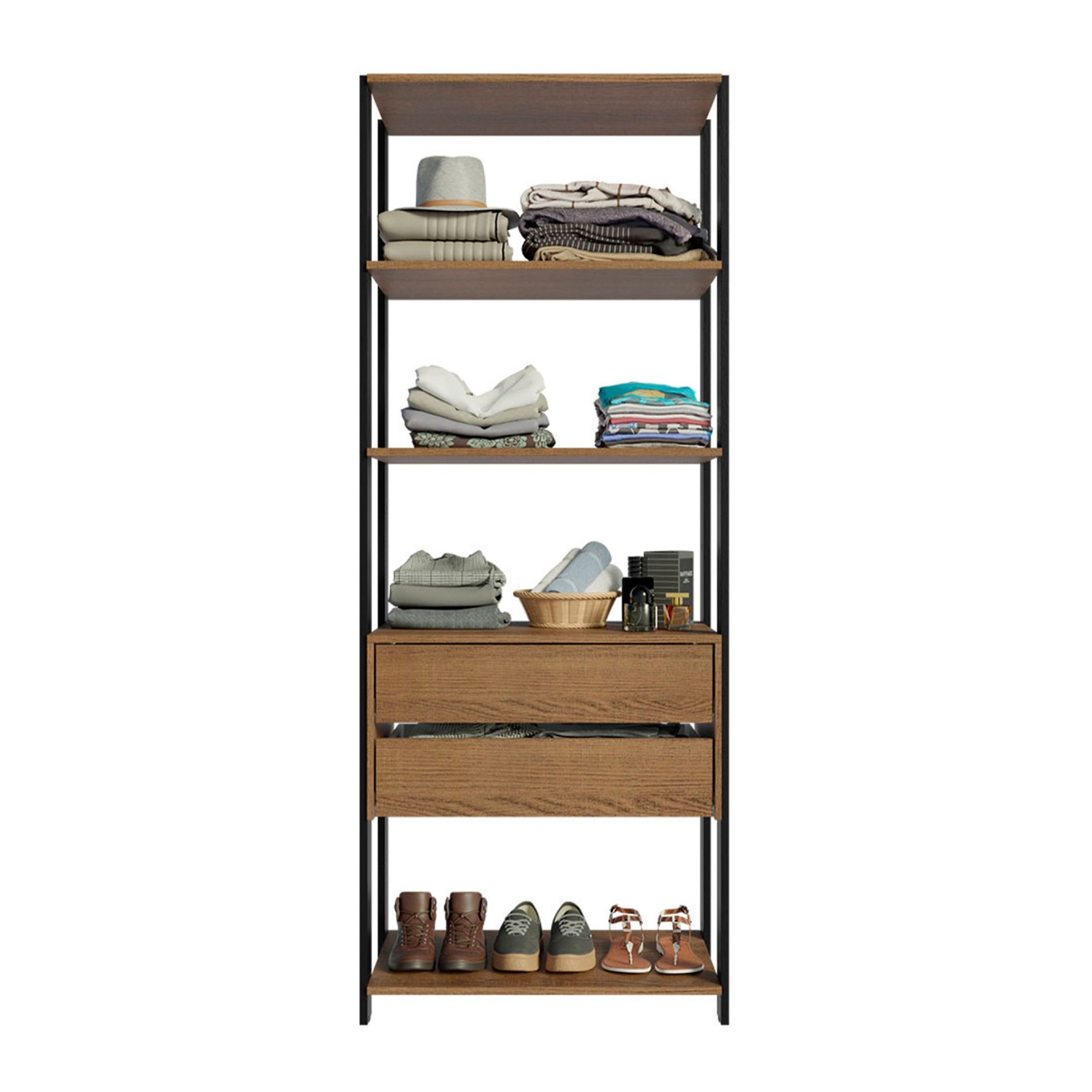 M�dulo Style pra Closet 70cm (2 Gavetas + 4 Prateleiras)