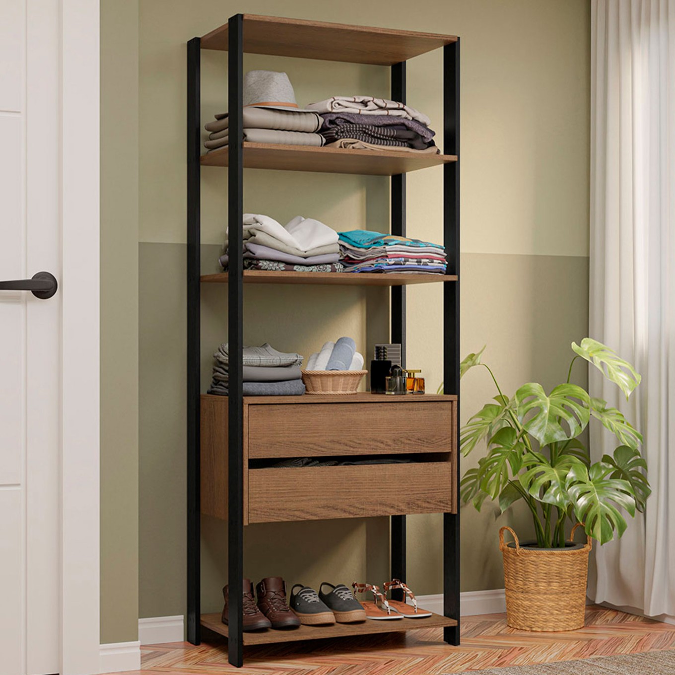 M�dulo Style pra Closet 70cm (2 Gavetas + 4 Prateleiras)