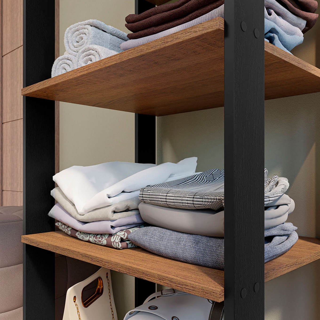 M�dulo Style pra Closet 70cm (2 Gavetas + 4 Prateleiras)