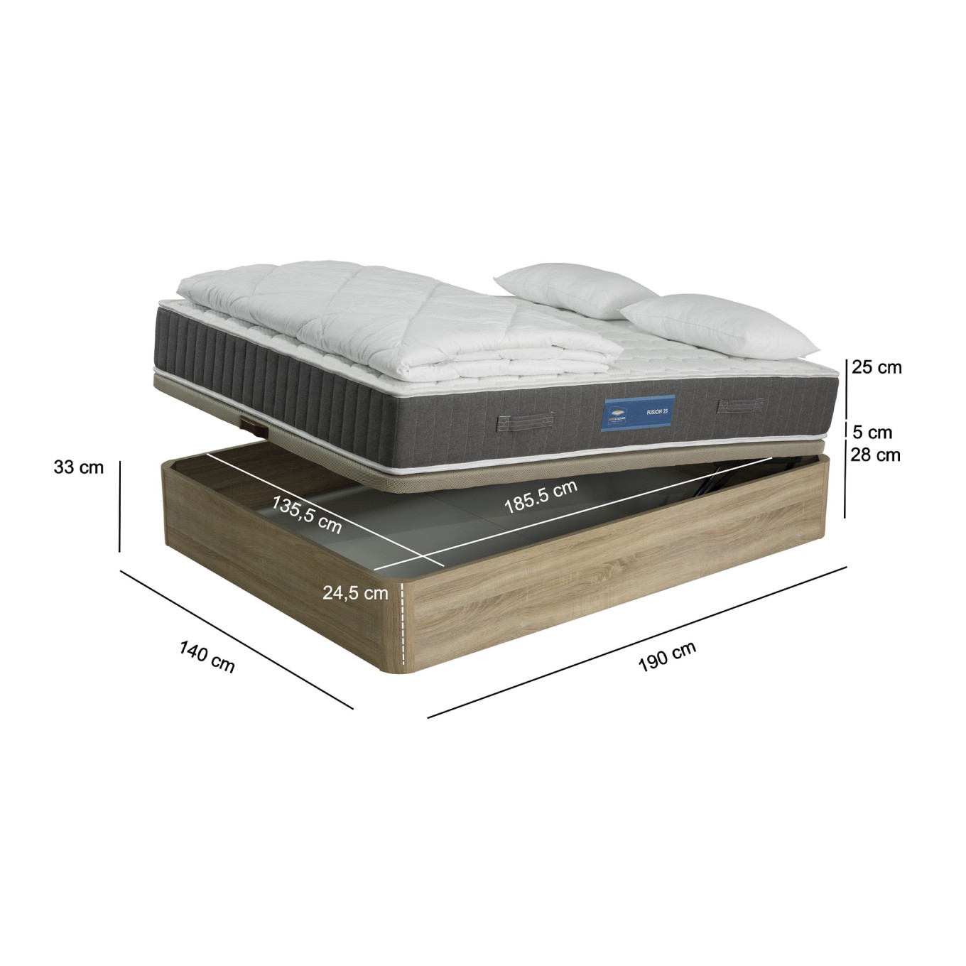Pack Spring Sense Sommier + Colch�o com Oferta de Edred�o e 2 Almofadas